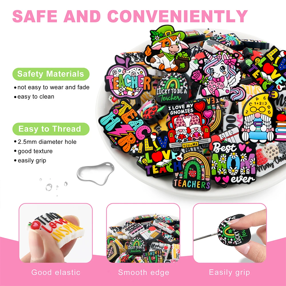 Kovict 5/10Pcs New Nurse Puzzle Mama Silicone Focal Beads Charm Bulk Bead DIY Keychain Necklace Bracelet Jewelry Accessories