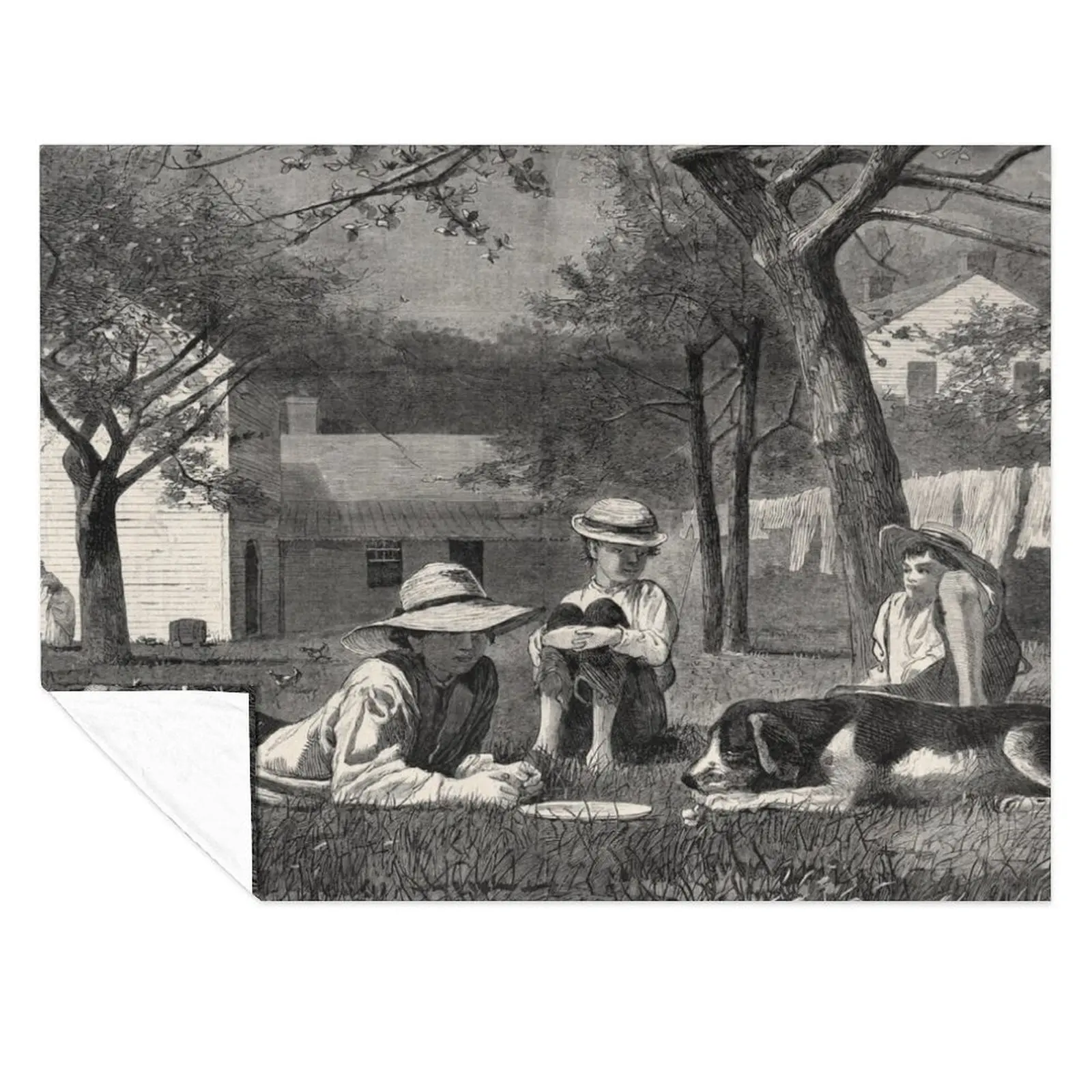 

The Nooning - Winslow Homer Throw Blanket Personalized Gift Warm Decoratives Fashion Sofas Blankets