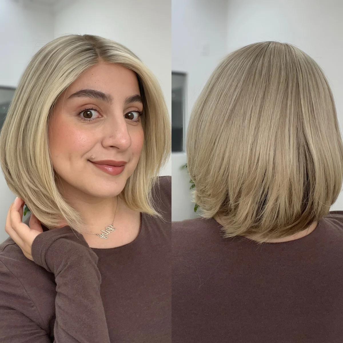 

Ombre Пепельно-русый бесклеевой парик Синтетические волосы Боб Натуральные прямые кружевные фронтальные парики Оригинальный заводской дешевый парик распродажа