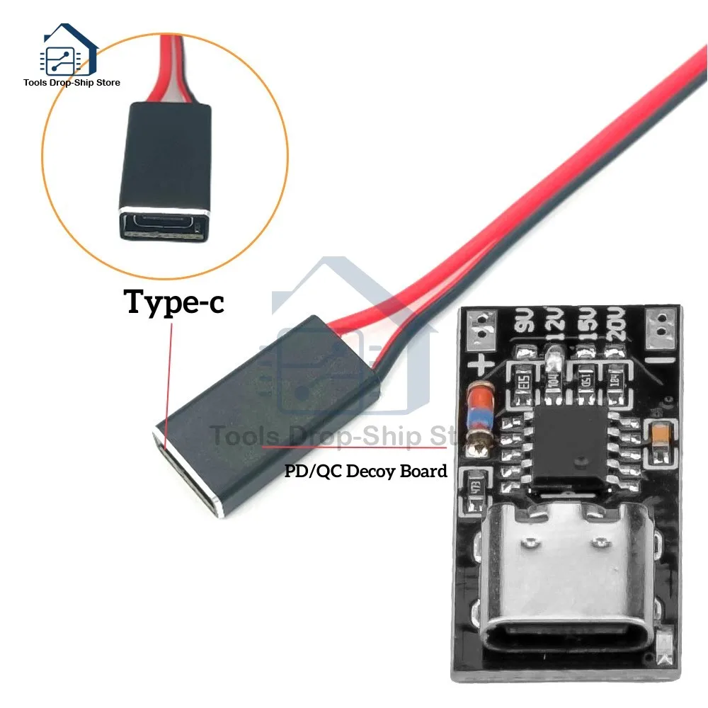 Type-C PD decoy module PD2.0 PD3.0 to DC trigger extension cable QC4.0+ charger 9V 12V 15V 20V Fast Quick Charger Circuit Board