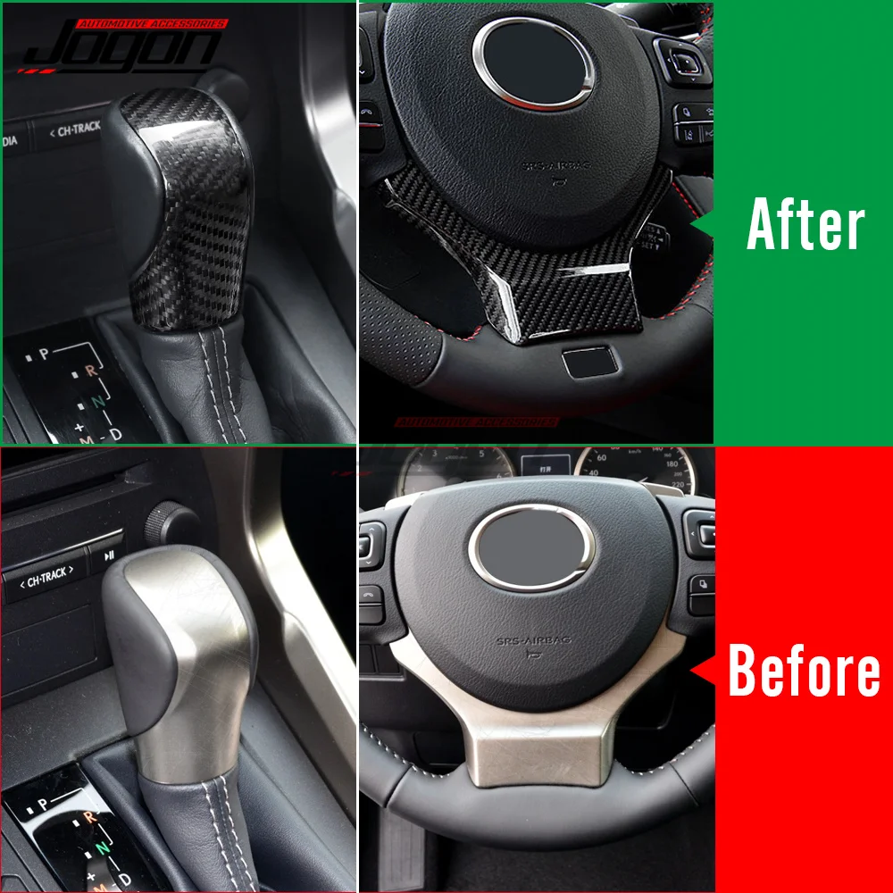 For Lexus IS NX RC RCF CT200h IS300 IS350 NX200 NX300h RC200 RC300h F Sport Carbon Fiber Car Interior Steering Wheel Trim Cover