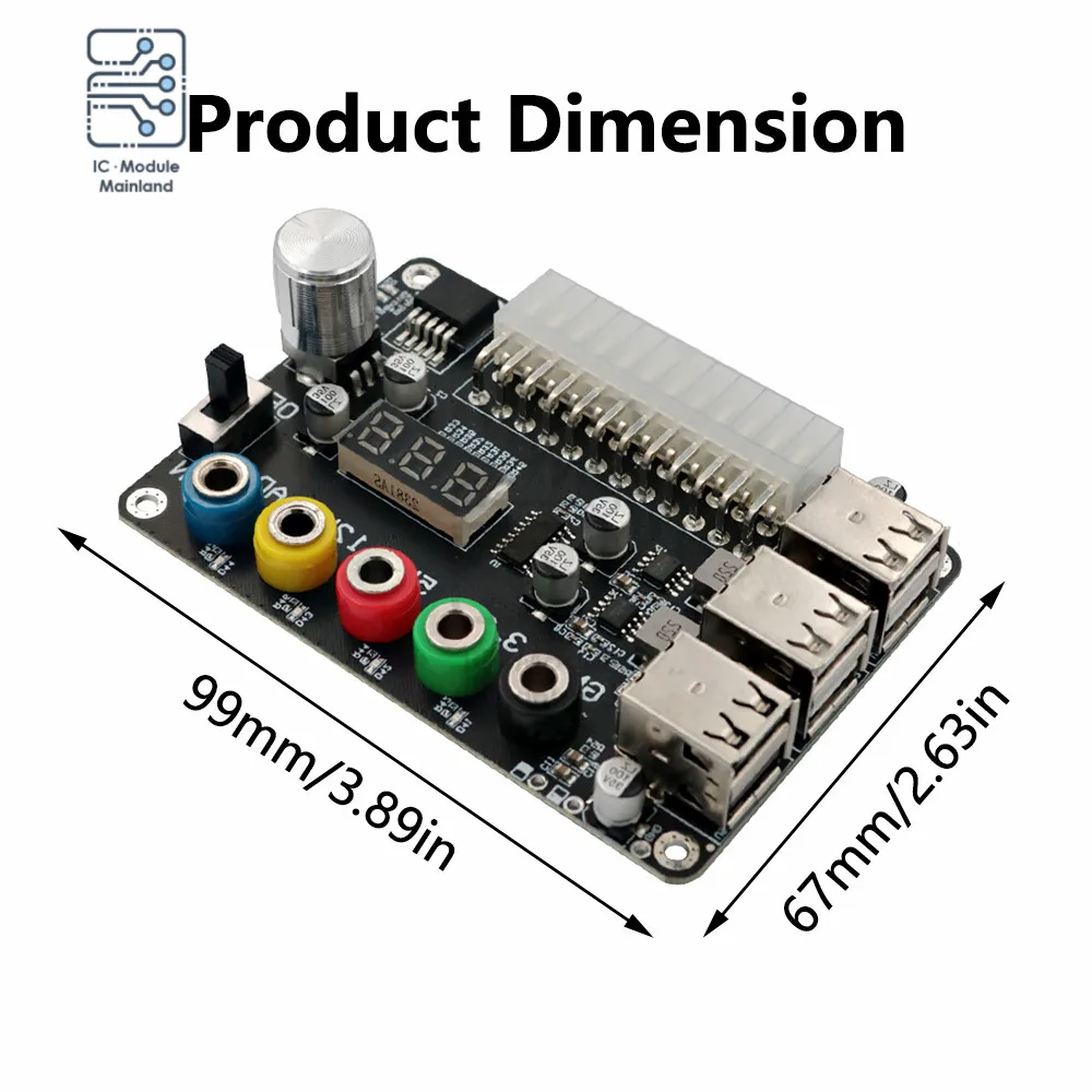 Imagem -06 - Atx Power Supply Breakout Board Power Module Adapter Connector Botão de Tensão Ajustável Port Usb 2.0 Suporta Qc2.0 Qc3.0 24pin