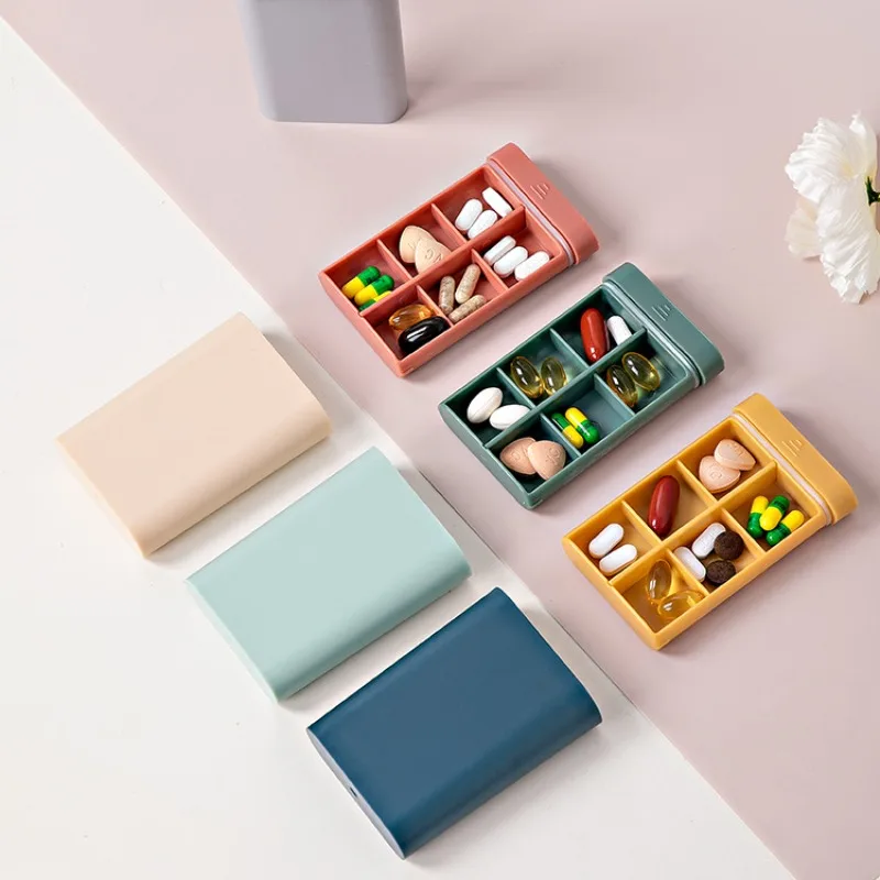 New Mini Small Portable Travel Vitamin Box Pill Cases 7 Days 6 Grids Container Organizer Storage Tablet Medicine Fish Oils