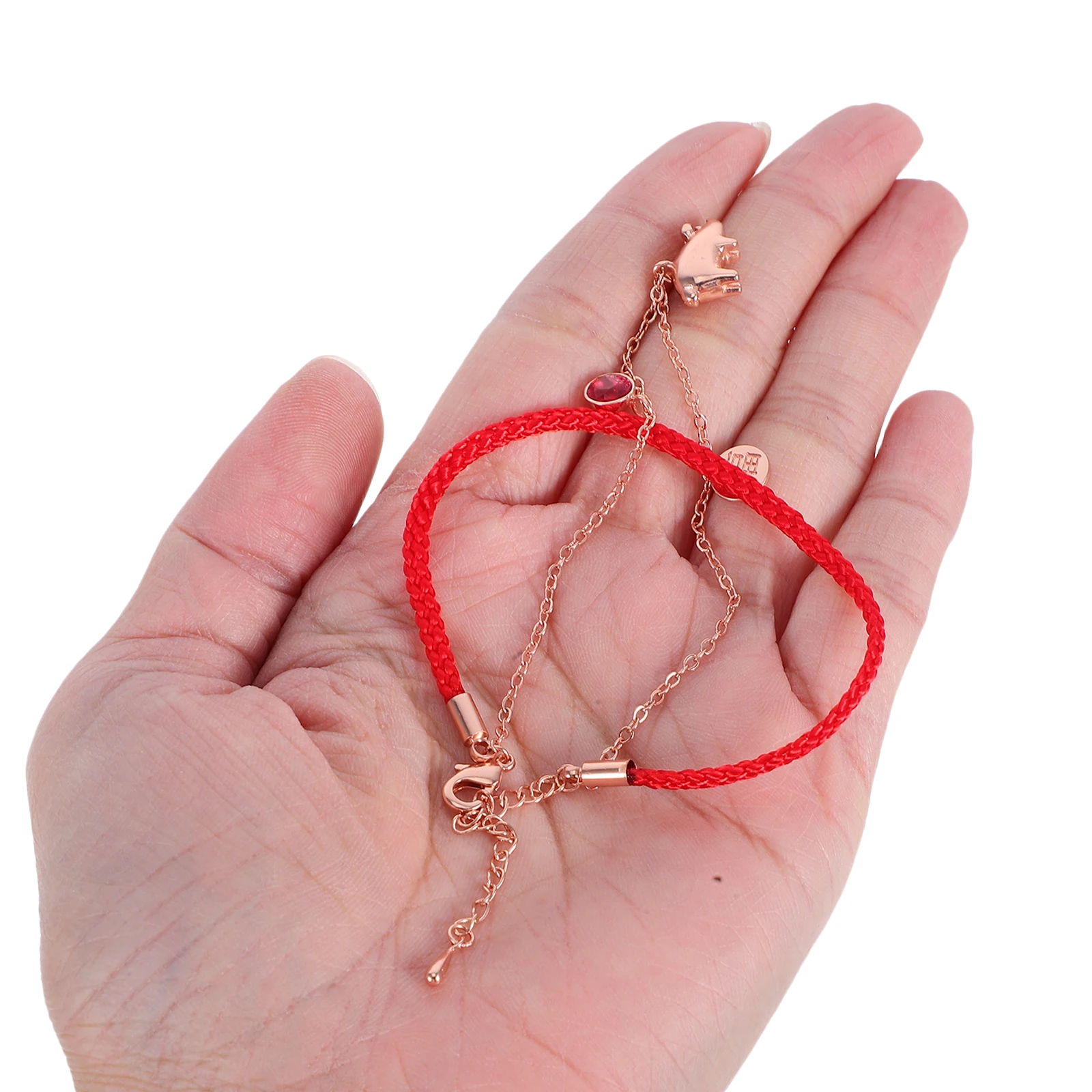 

Piggy Irregular Chinese Zodiac Red Thread Braided Bracelet Birthday Christmas Gift for Women Alloy Lead Nickel Free Best Friend