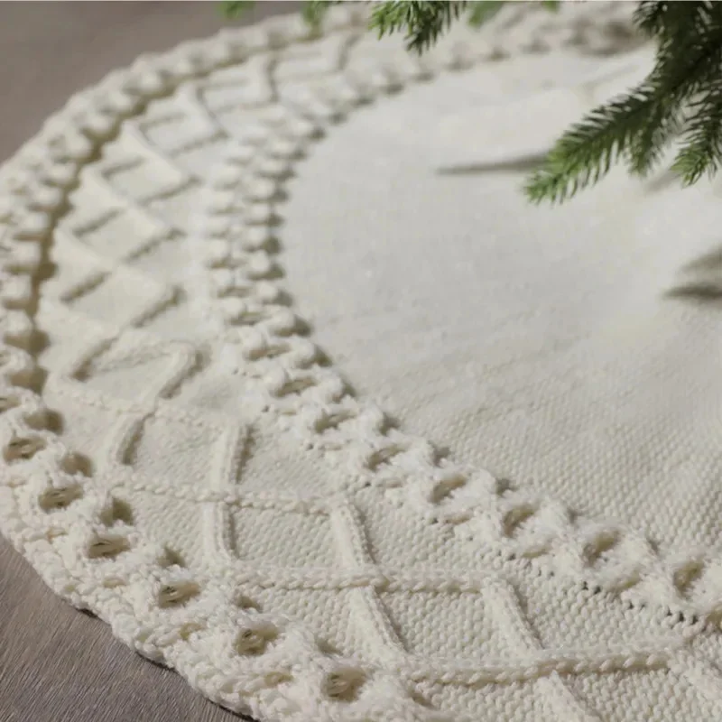 Knitted Christmas Tree Skirt 48inch Knitted Thick Multiple Choices For Christmas Decorative Tree Skirt Gifts And Supplies