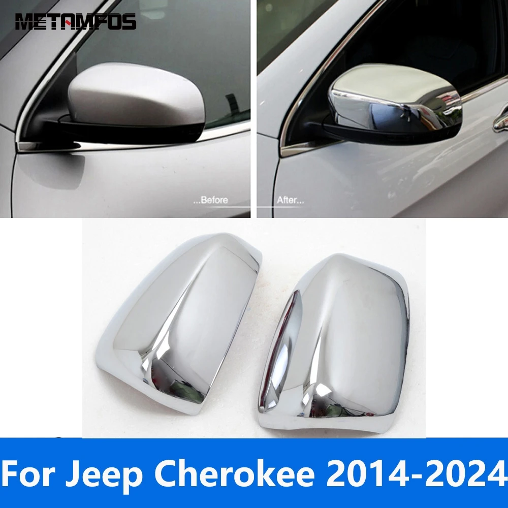 

Rearview Side View Mirror Cover Trim For Jeep Cherokee 2014-2022 2023 2024 Chrome Protection Cap Sticker Accessories Car Styling