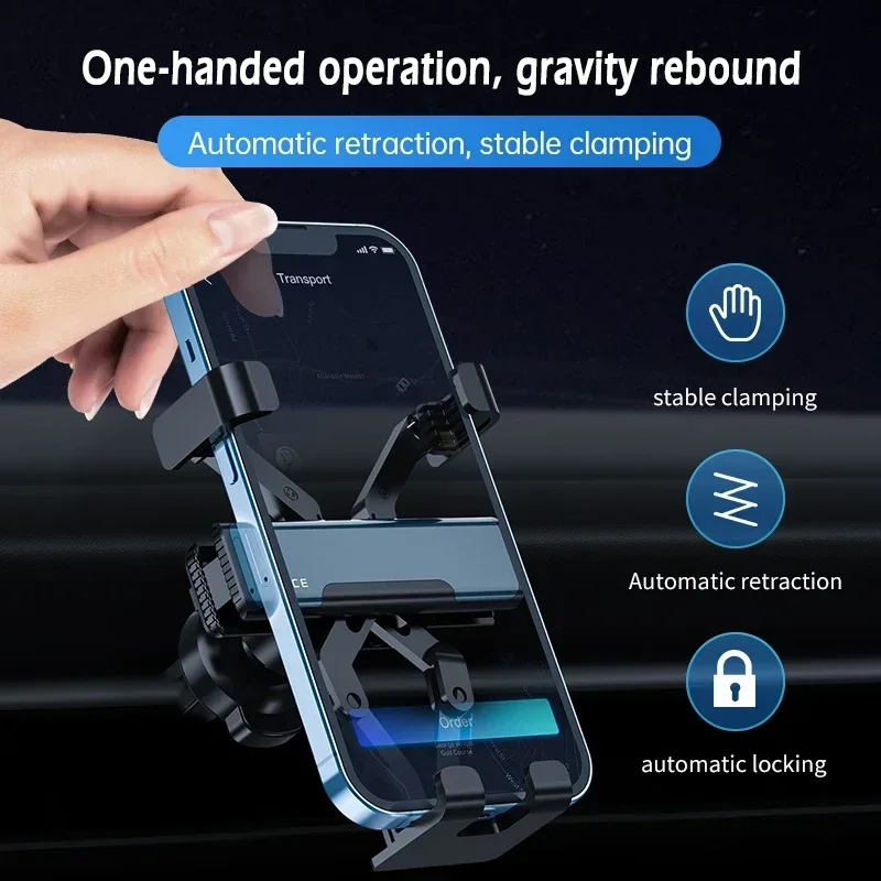 G2 Gravity Car Phone Mount Air Vent Clip Stand for Mobile & GPS Phone For iPhone 16 15 14 13 12 Pro Max Samsung S24 S23 Ultra