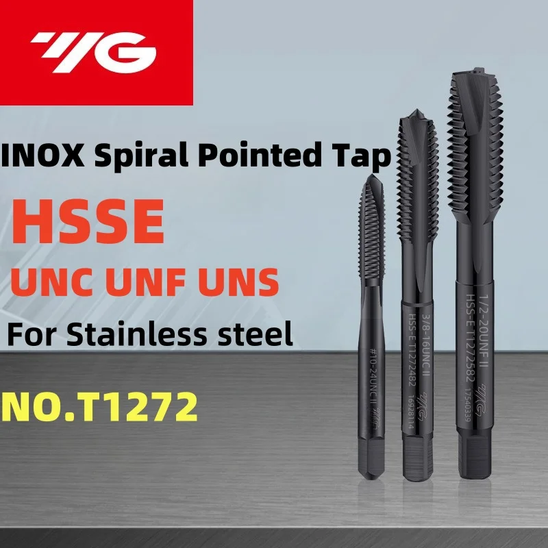 South Korea YG HSSE American  INOX Spiral Pointed Tap UNC UNF UNS 4-40/10-32 12-24 5/16 1/2 5/8 7/16 Machine Screw Thread Taps