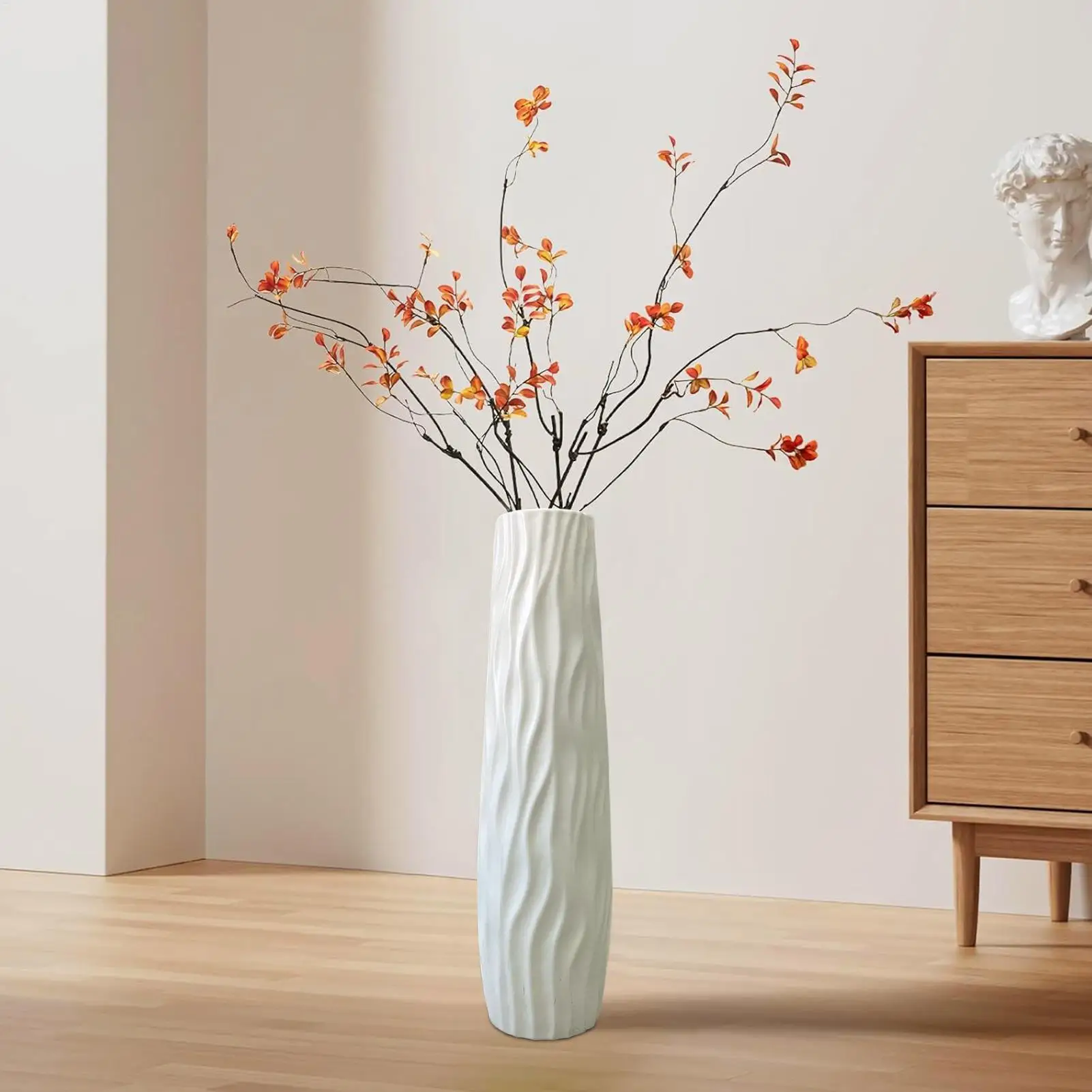 Bodenvase 3D-Relief Boden-Centerpiece Stehende Hydroponische Vase für Wohnzimmer Küche Schlafzimmer Esszimmer Eingangsbereich Büro