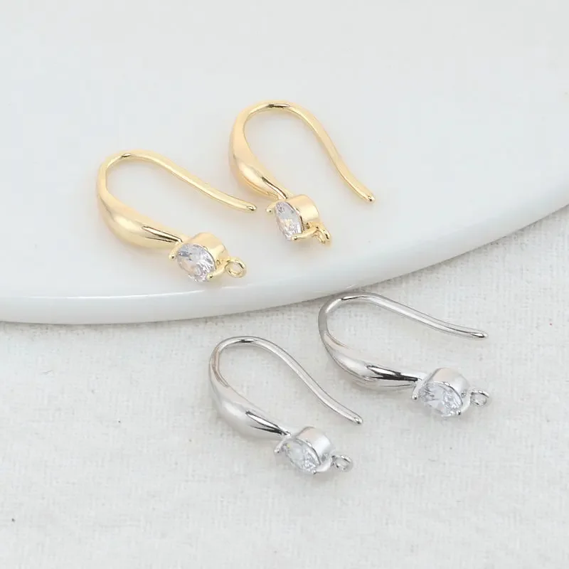 10*18MM 14K Gold Plated and Zircon Stud Earring Making Supplies Earring Hook  For Jewellery Accessories