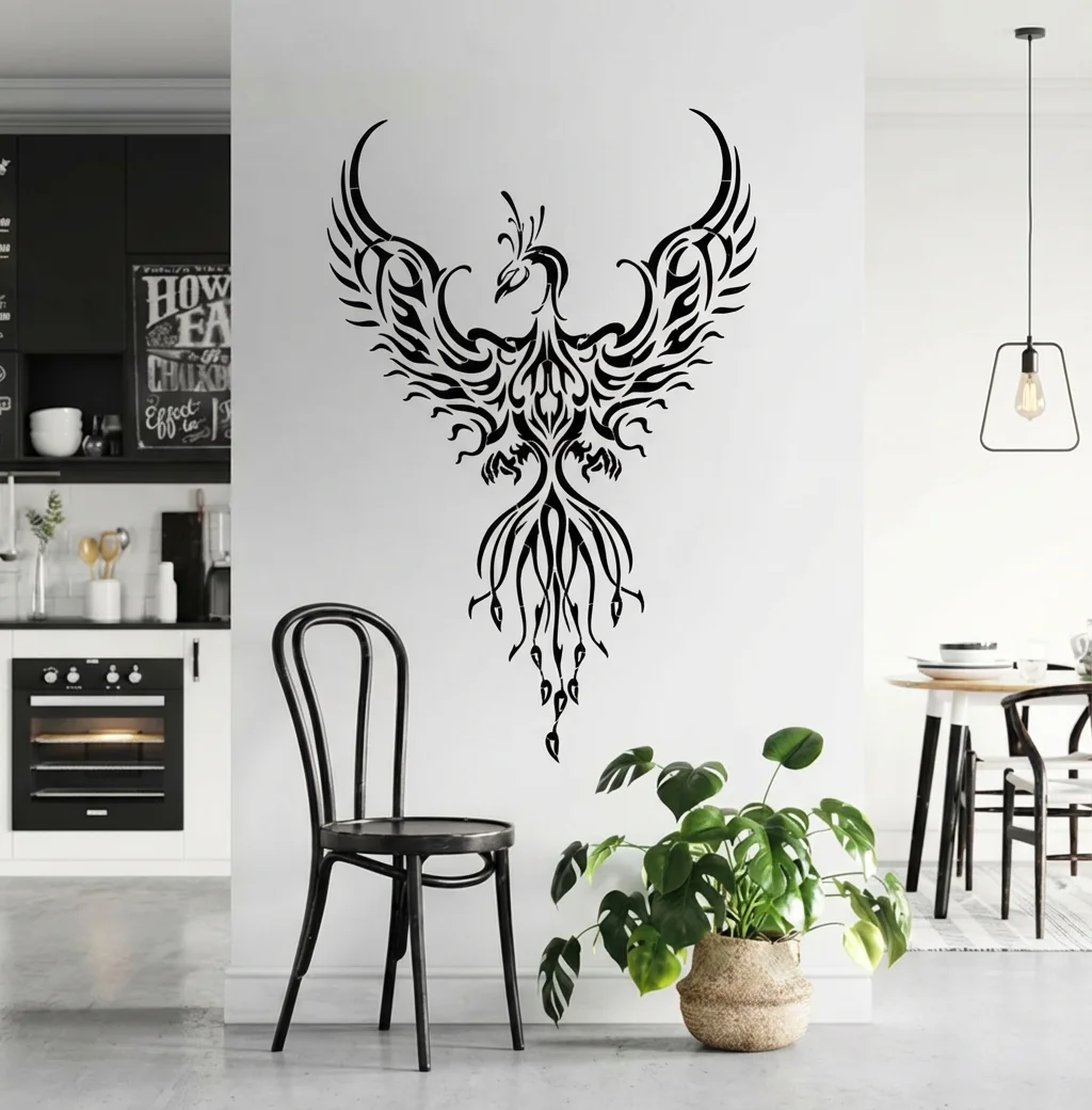 Large Stencil Wall For Painting Decorative 58cm - 117cm Reusable Template To Paint Plaster Custom Brick Rollers Phoenix Totem