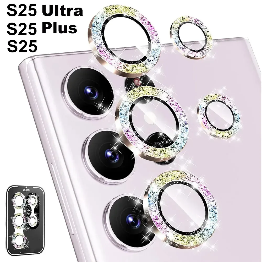 Luxury Camera Lens Glass For Samsung Galaxy S25 S24 Ultra Plus HD Clear Camera Protector For Samsung S23 S22 Diamond Lens Film