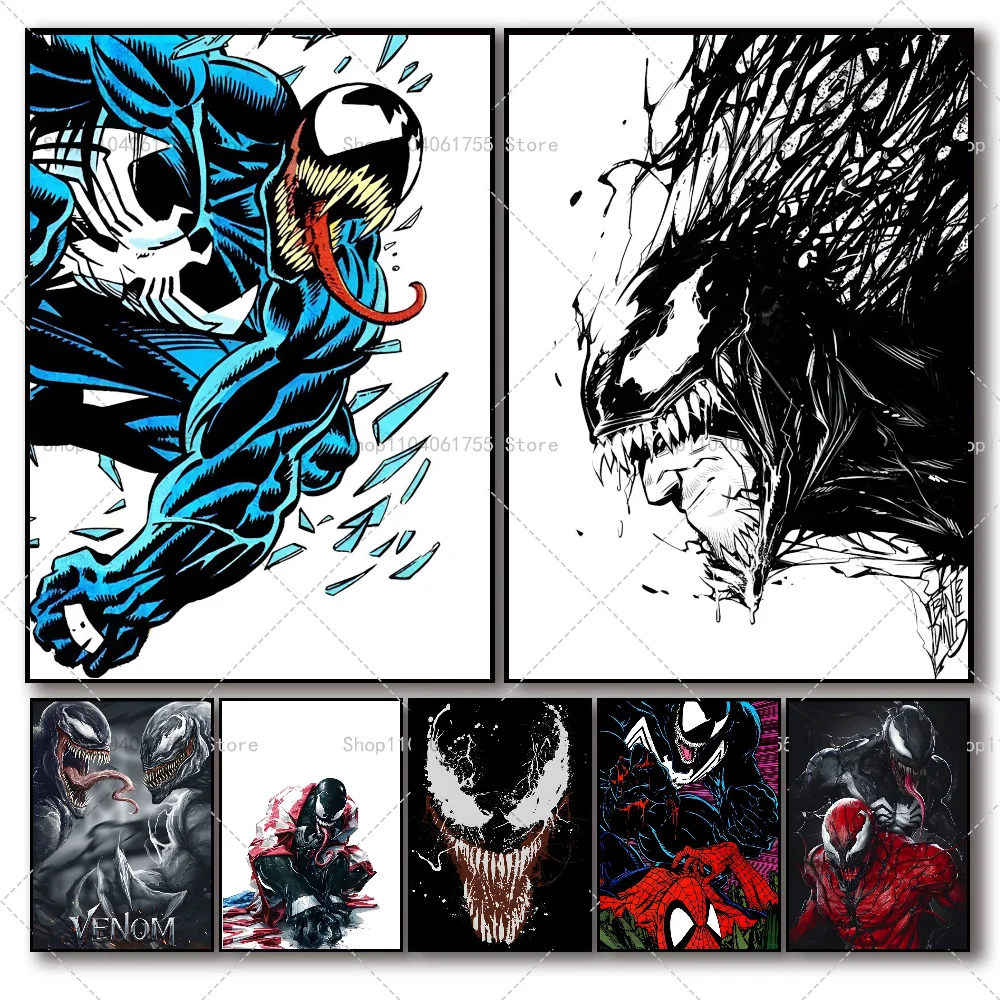 1PC Venom Marvel Movie Characters Poster Self-adhesive Art Waterproof Paper Sticker Coffee House Bar Room Wall Decor