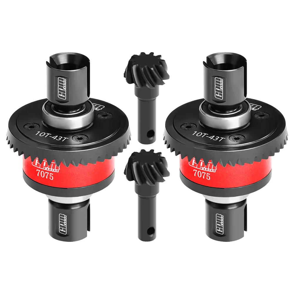 GPM Metal Aluminum Steel M1.0 10T 43T Front + Rear Differential Set 9580 for TRAXXAS 1/8 SLEDGE 6S MONSTER TRUCK 95076-4 RC Car
