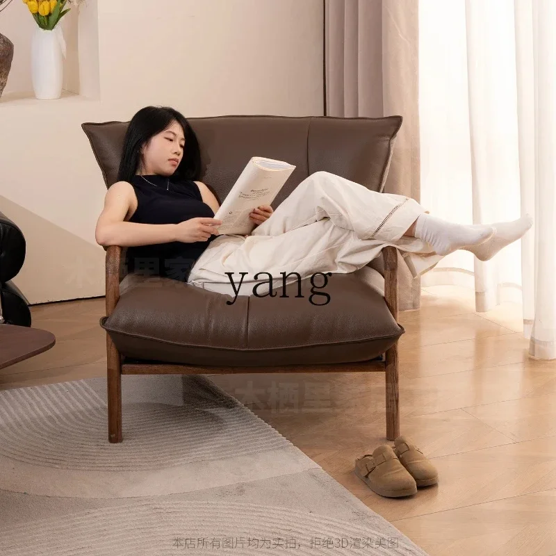 LTT1  large flat leather sofa living room leisure chair household first layer cowhide sofa chair