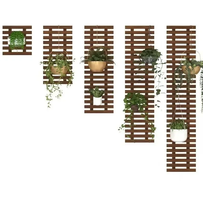 Decorative carbon wood flower stand Indoor wall wall hanging flower support frame Hanging plant pot frame
