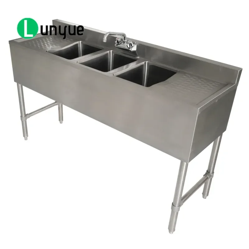 NSF Certified Stainless Steel Quad Bath Bar Sink with 3 Inch Backsplash Left or Right Drain Plate for Kitchen Bathroom