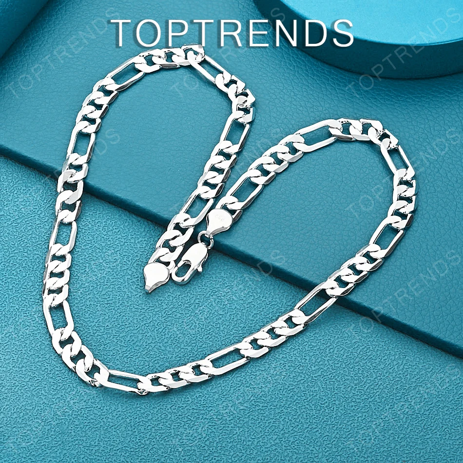 8mm 40-60cm Side Chain Choker 925 Sterling Silver Necklace Birthday Anniversary Gift Accessories Men Fashion Trend Jewelry Party