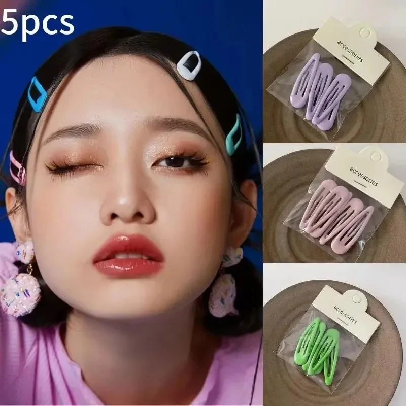 5-20pcs Candy Color Alloy Hairpin Set Sweet Hair Clips Barrettes Slid Clip Child Waterdrop Shape Hairgrip Women Girls Hair Band