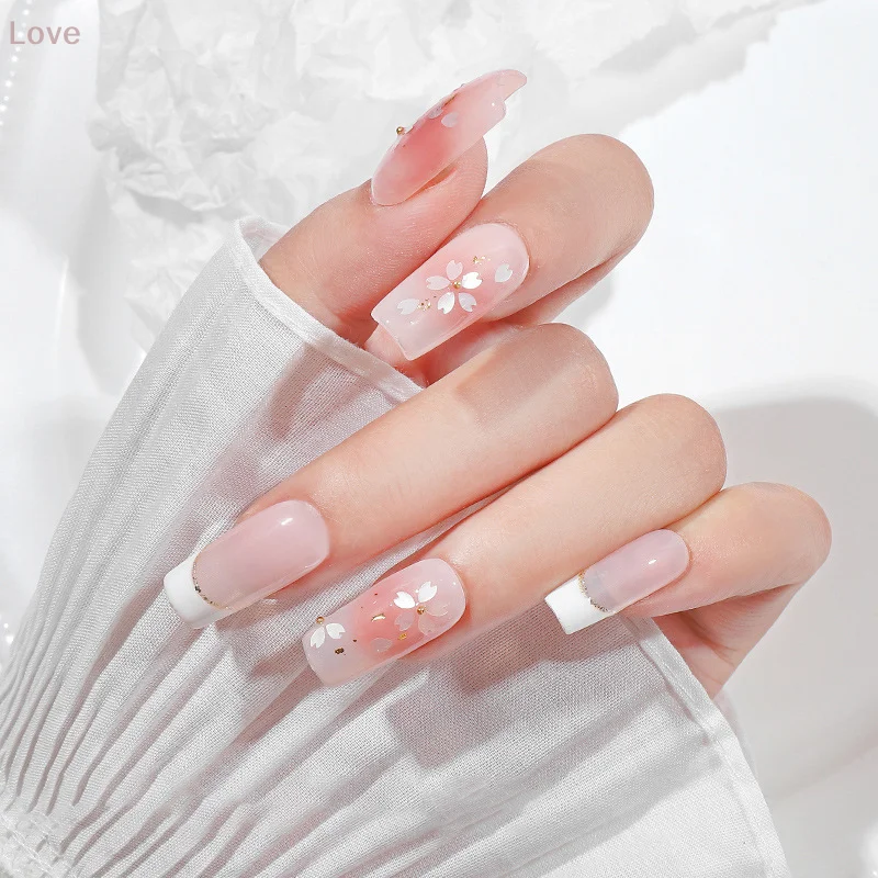 1 scatola Sakura Petalo di fiore Fascino per unghie 3D Fiori di ciliegio Fette Perline in acciaio dorato Decorazione per unghie Primavera Manicure Paillettes