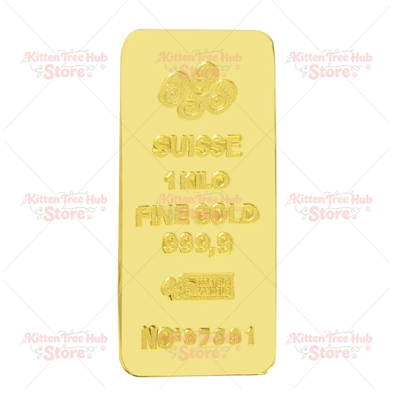 1000g Gold Plated Copper Bar， Heavy Gold Bullion Replica Prop for Display， Bank Jewelry Store Decorative Sample & Collectible
