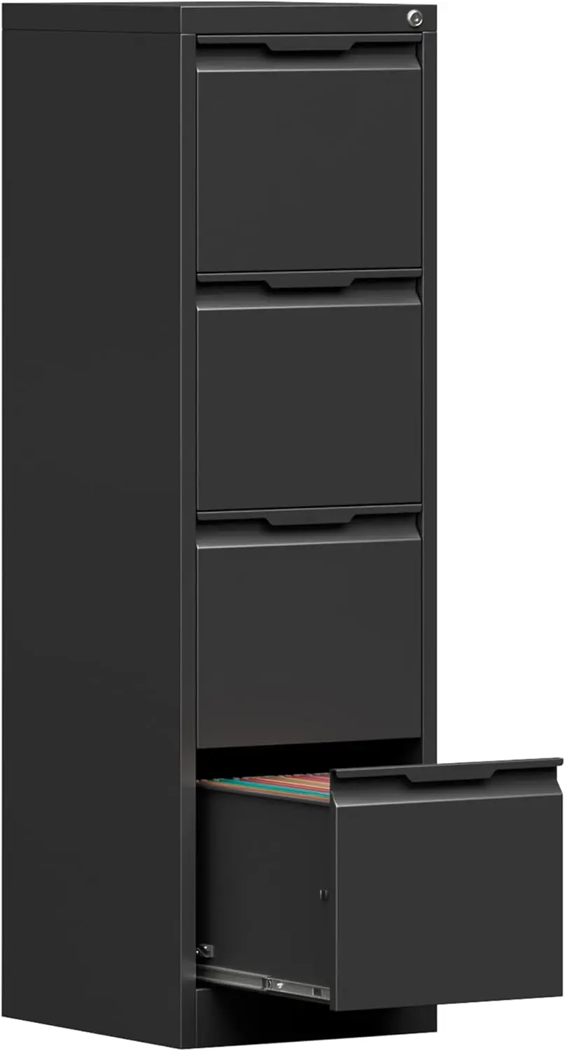 Metal Four Drawer Lockable File Cabinet Steel Printer Stand Storage Home Office Vertical Legal Letter A4 Filing Unit Assembly Ne