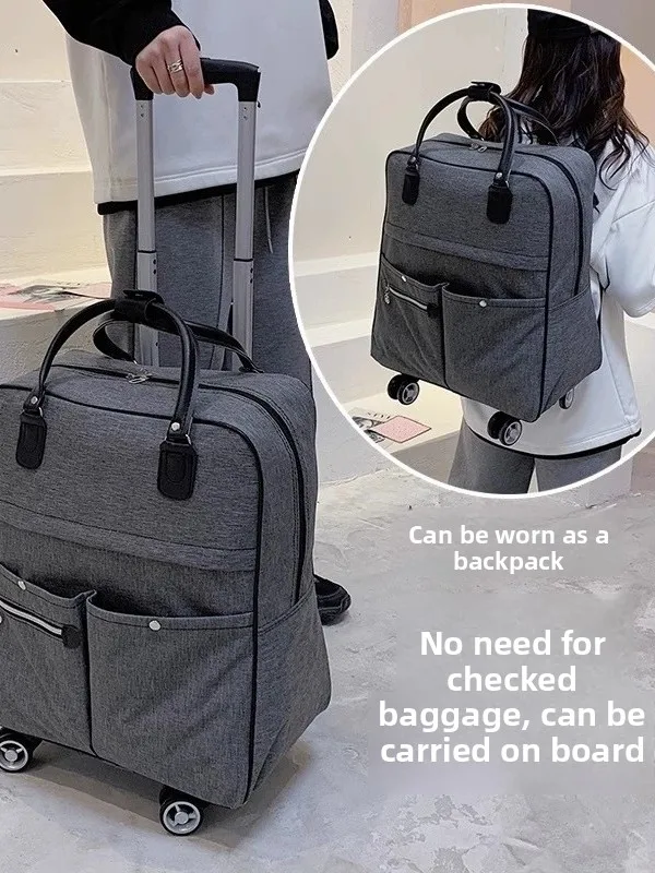 超軽量トラベルバッグ、ダブルショルダーストラップとプルロッドホイール付き、ツアーでの引きずりや持ち運びに多用途