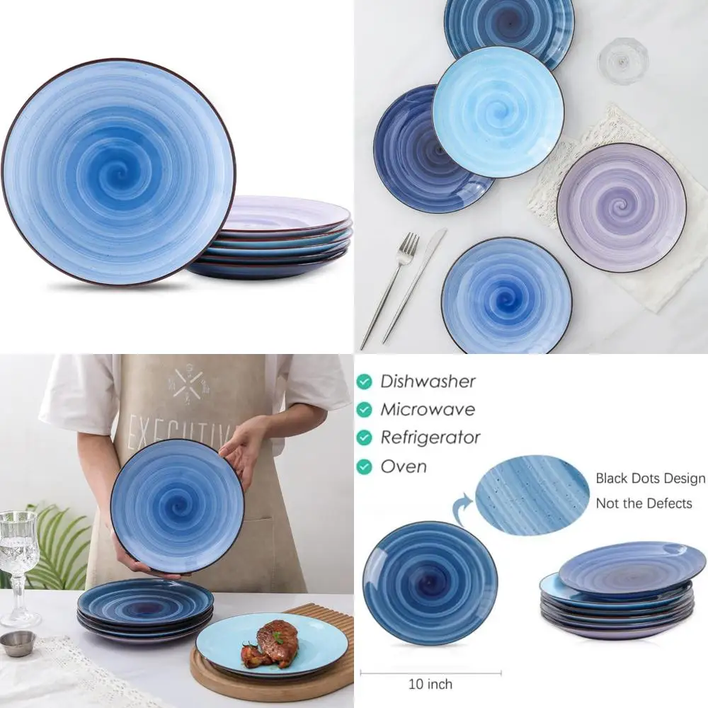 

ceramic 10 inch dinner plates, large pasta dessert salad plates, porcelain serving plate for appetizer, pancakes, steak, set of