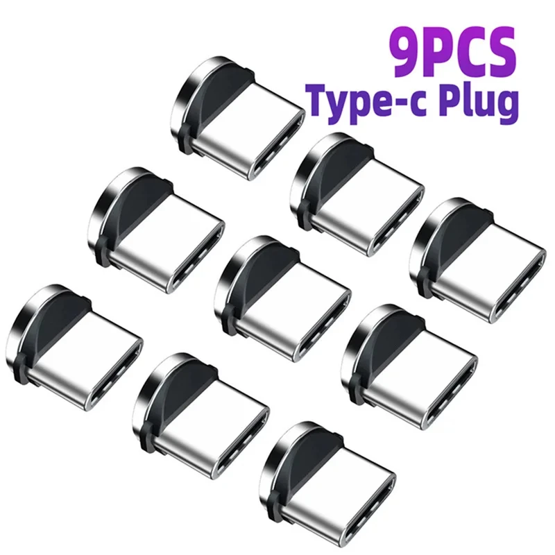 NNBILI 9pcs Converter Charging Cable Adapter For Mobile Phone 360 Degree Rotation Magnetic Tips Replacement Parts Easy Operate