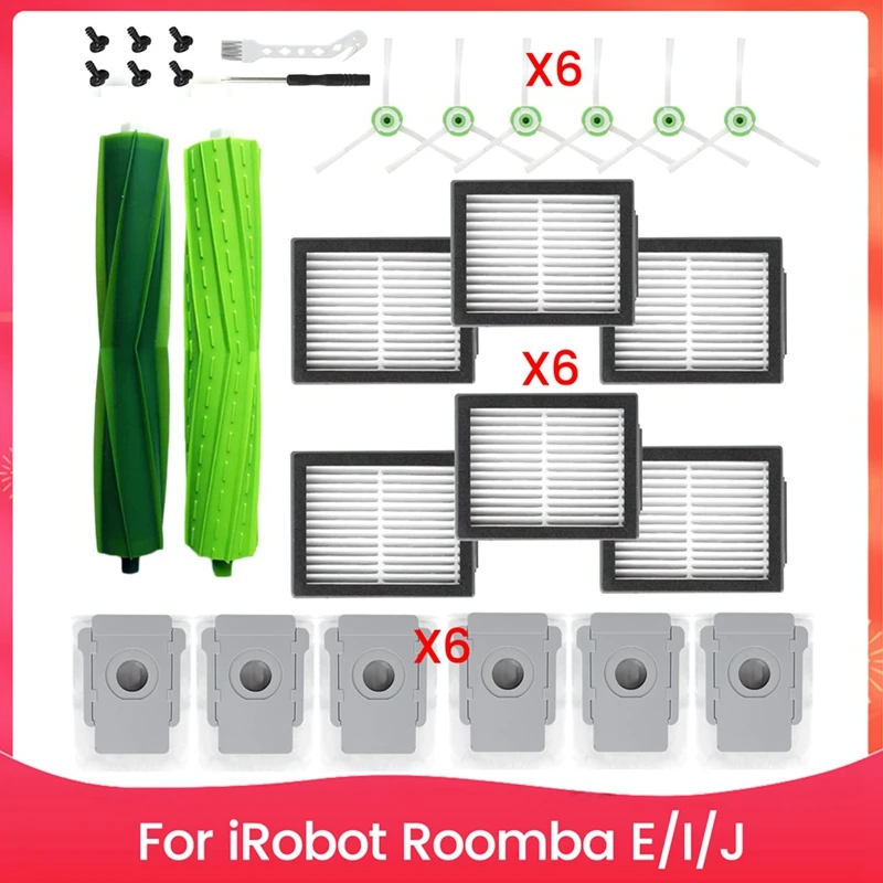 Accessories For Irobot Roomba E/I/J Series Robot Vacuum, Replacement Parts Main Brush, Side Brush, Filter, Dust Bags