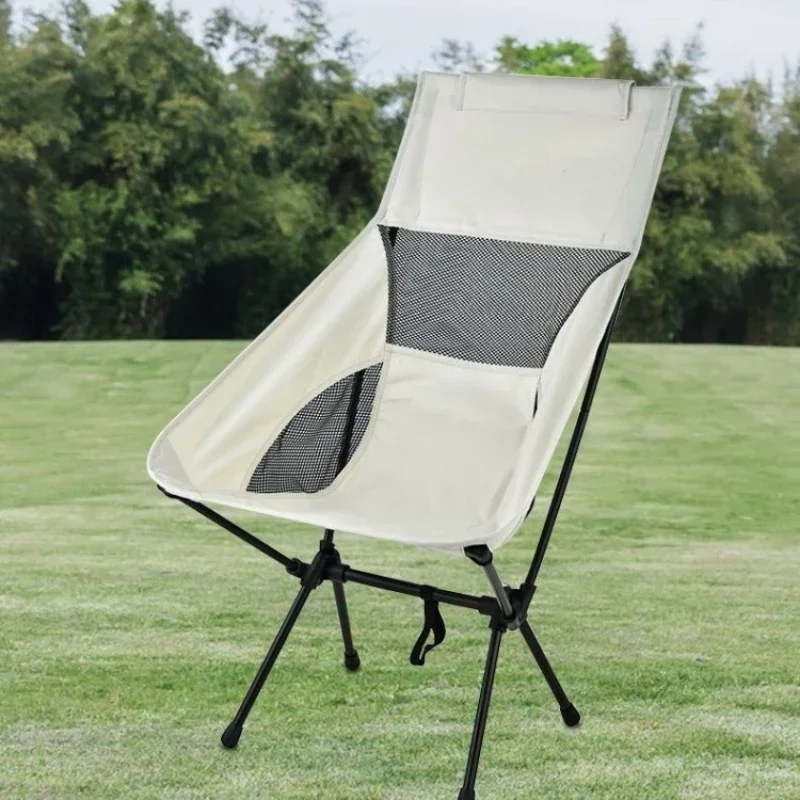 Outdoor Folding Lounge Chair High-Back Recliner with Portable Design Moon Chair for Camping Beach Comfortable Folding