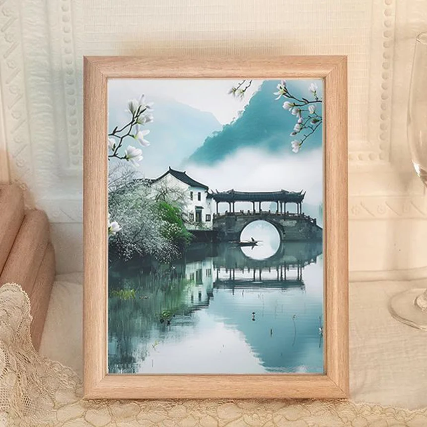 Misty Jiangnan Hui style desktop ornaments photo frame decorative painting gift study picture frame Chinese style