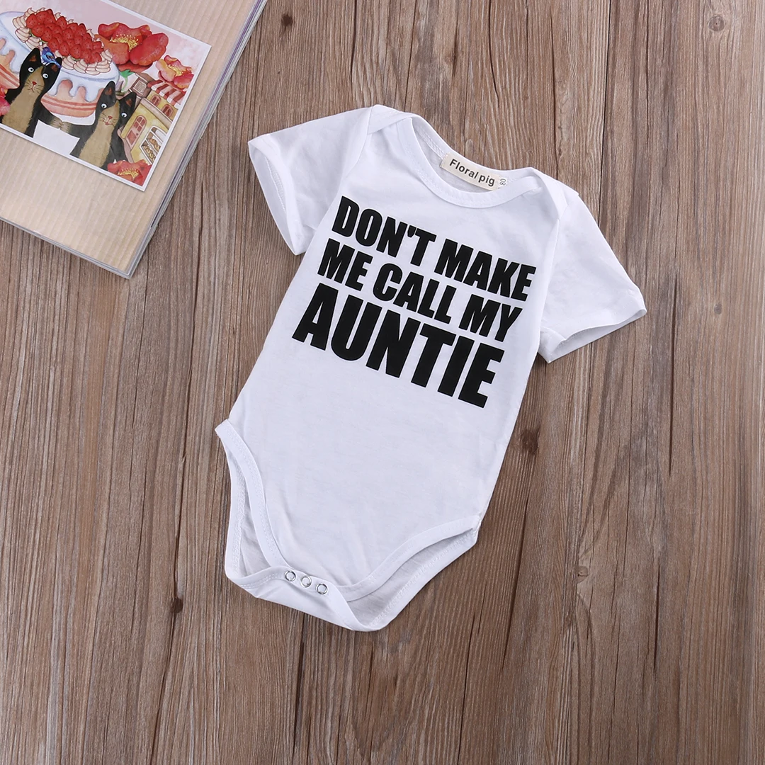 

0-18M Neutral Newborn Letter Printed Jumpsuit Summer Wear Short Sleeved Round Neck Triangular White Jumpsuit