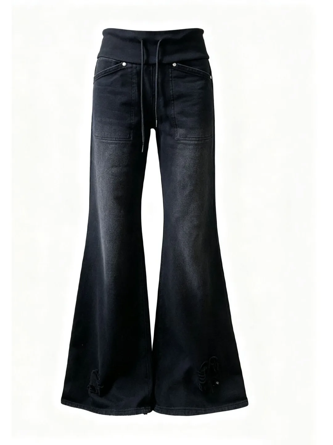 Extended Length American Style Black Bell Bottom Casual Pants for Taller Women 2026 Autumn Slimming Versatile Comfortable