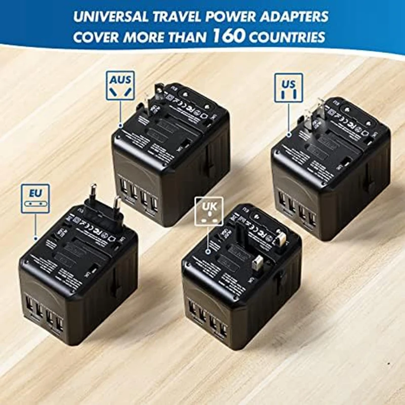 2 Piece Universal Travel Adapter, Travel Adapter As Shown Power Outlet Plug Converter For Worldwide Use,Multifunctional Socket