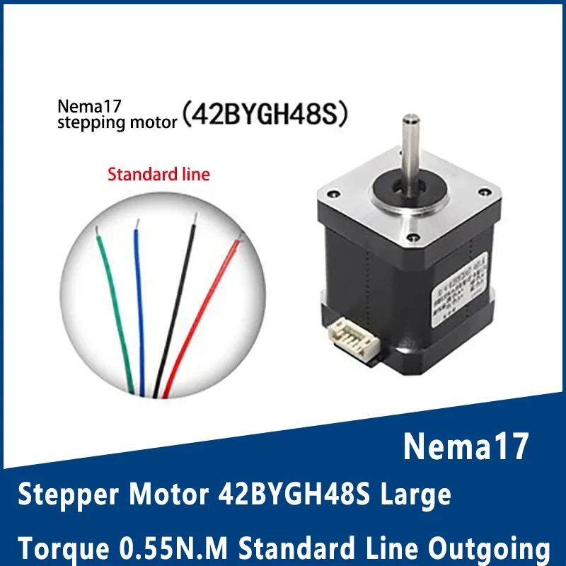 Nema 17 Stepper Motor 42BYGH48S Large Torque 0.55N. M Standard Line Outgoing Shaft Diameter 5mm Single Shaft Durable Motor