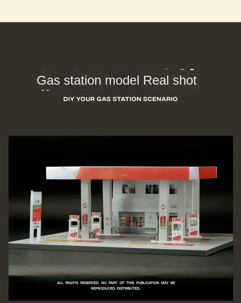 1/64 Diorama Car Garage Model City Gas Station Backdrop Display Scene Model Gift