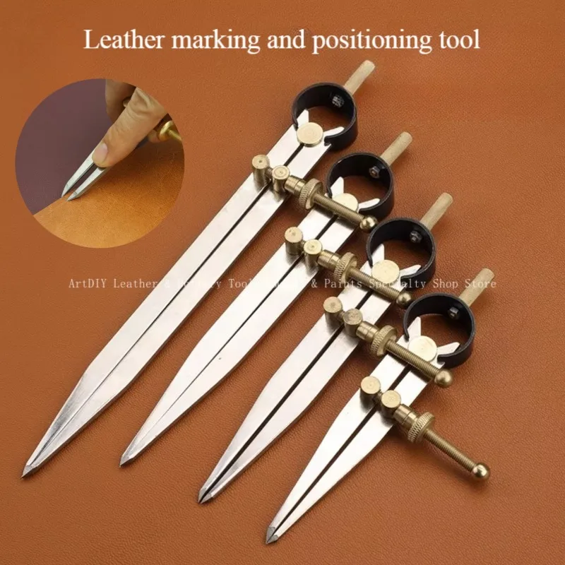 Leather Spacing Gauge Adjustable Brass Fittings DIY Leather Goods Scribing and Positioning Aids Spring Spacing Gauge