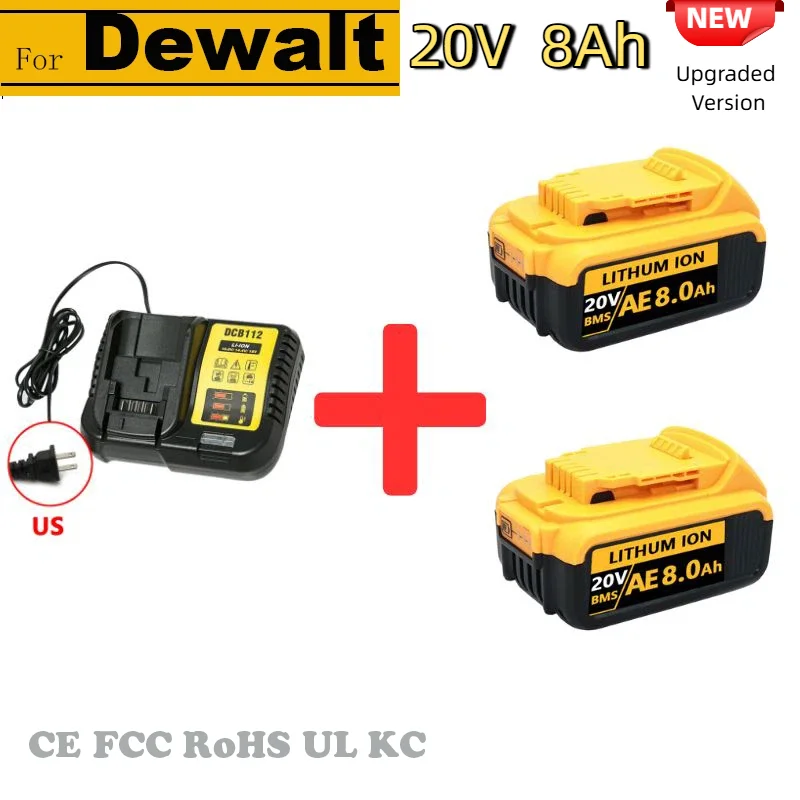 Batería Dewalt 20V 8Ah para DCB205 DCB206 DCB209 DCB182 DCB606 Herramienta Eléctrica Batería Dewalt 20V