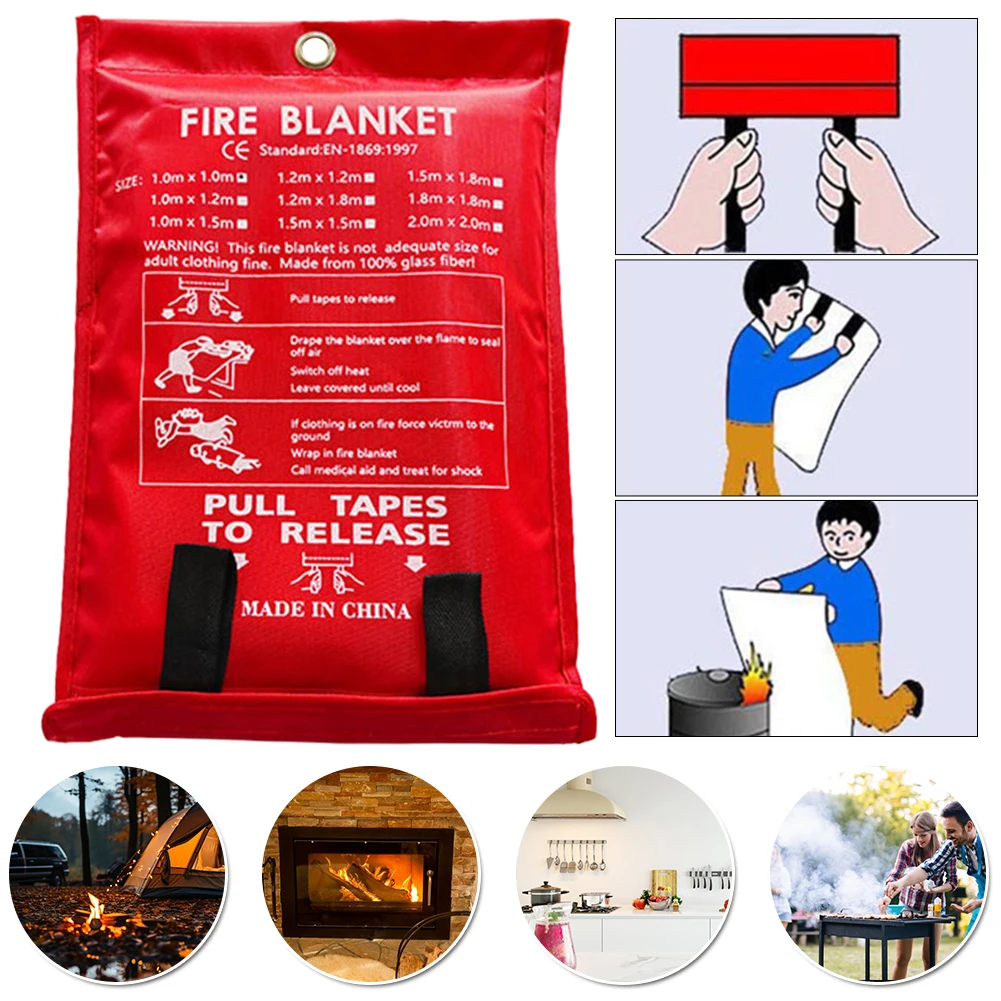 Fire Blanket Fiberglass Fire Blanket Flame Retardant Protection Emergency Fire Blanket Fireproof Blanket for Emergency Surival