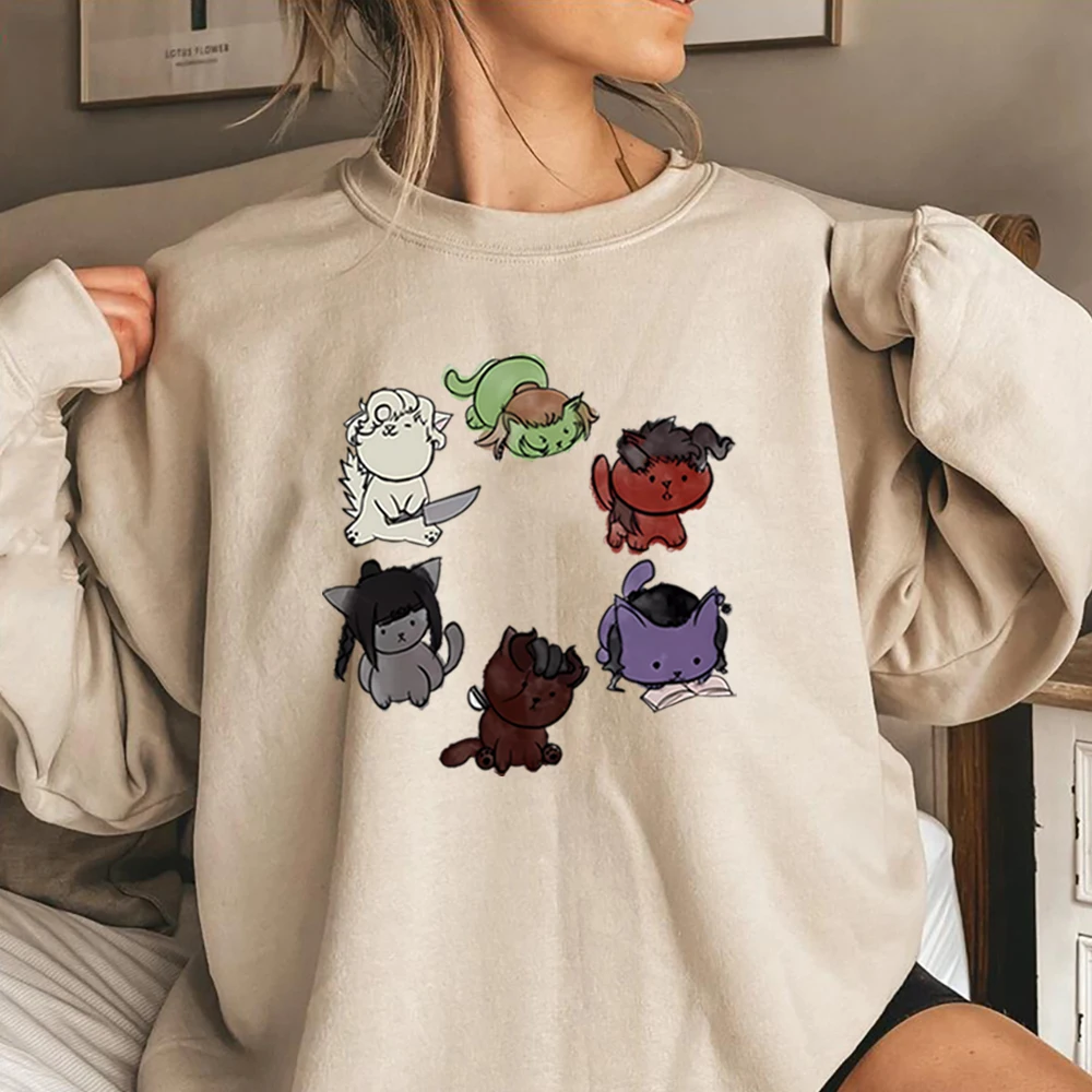 Baldurs Gate3 Sweatshirt Baldurs Gate Character Hoodie Cat Lover Cute Cat Mom Sweater Funny Game Crewneck Sweatshirts Fans Tops