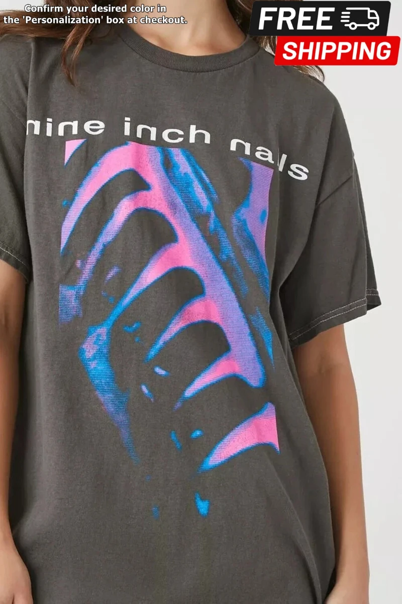Camiseta de la banda Nine Inch Nails, camiseta color carbón de la banda Nine Inch Nails, reedición, nuevas llegadas de primavera/verano, para hombre y mujer, corte regular
