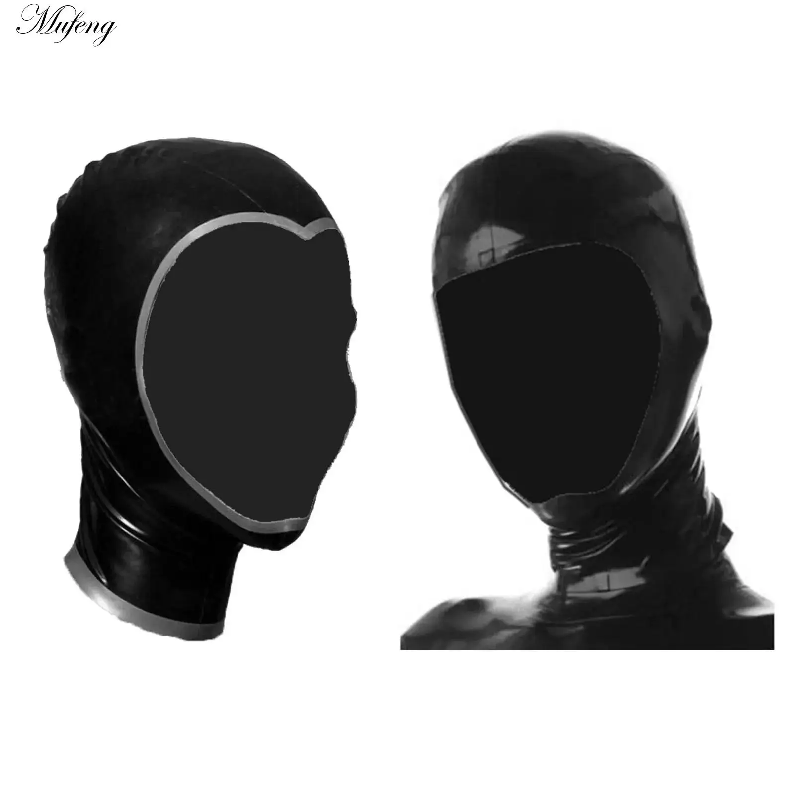 

Adult Unisex Latex Hood Headcover Open Face Mask Head Cover Mask for Club Wear Couple Cosplay Role Play Game Nightclub Mask