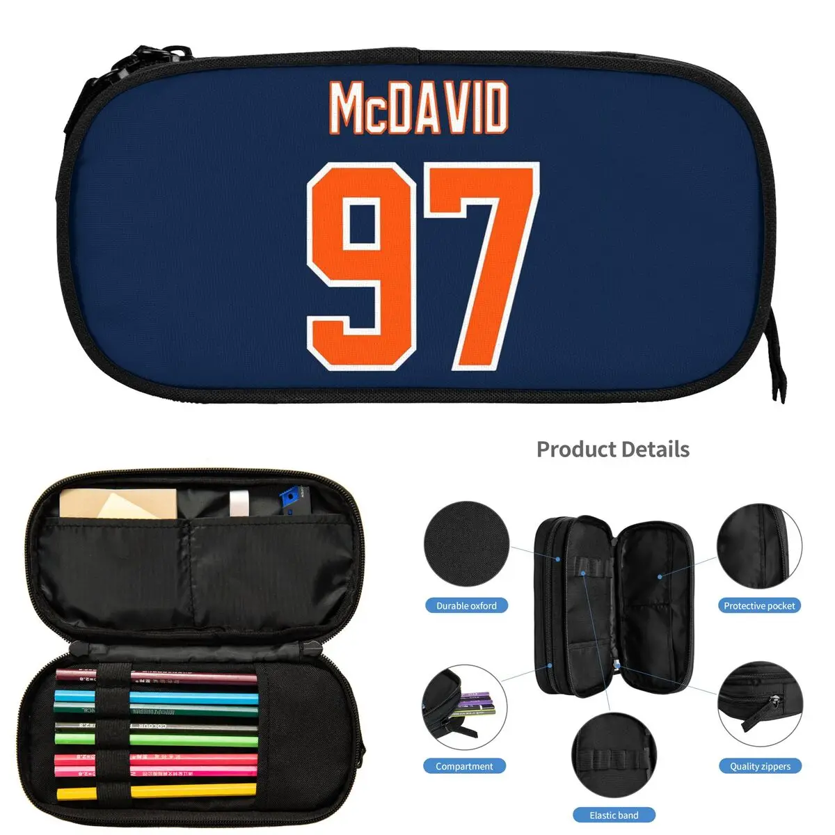 

Connor McDavid 97, пеналы для фанатов Edmonton Oilers для студентов, школьная коробка для ручек, сумка-карандаш большой емкости