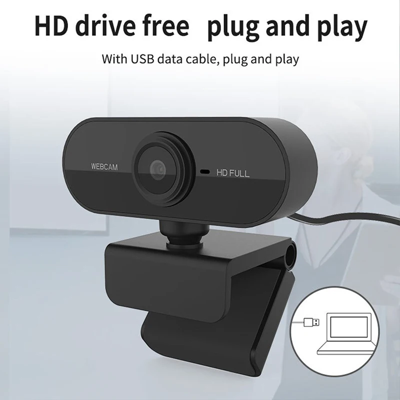 Mini Webcam 1080P HD Computer Network Camera with Mic USB 2.0 Web Camera for Auto Focus PC Laptop Conference Camera