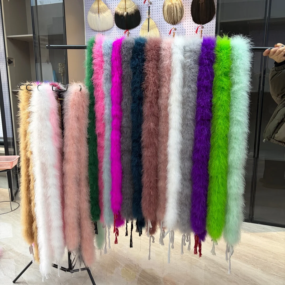 

50 Grams Turkey Feather Boa Fluffy Marabou Feathers 2 Meters Long for Scarf Wedding Accessories Holiday Decorations And Sewing