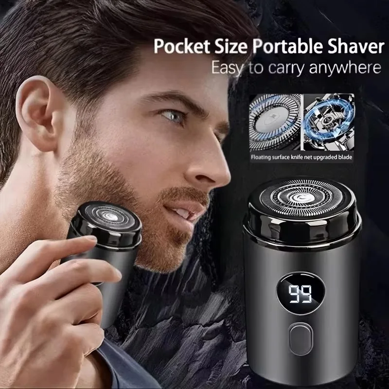 New Men Electric Mini Shaver Rechargeable Type-C Charging Car Portable Shaver Led Digital Display Men Women Home Razor New