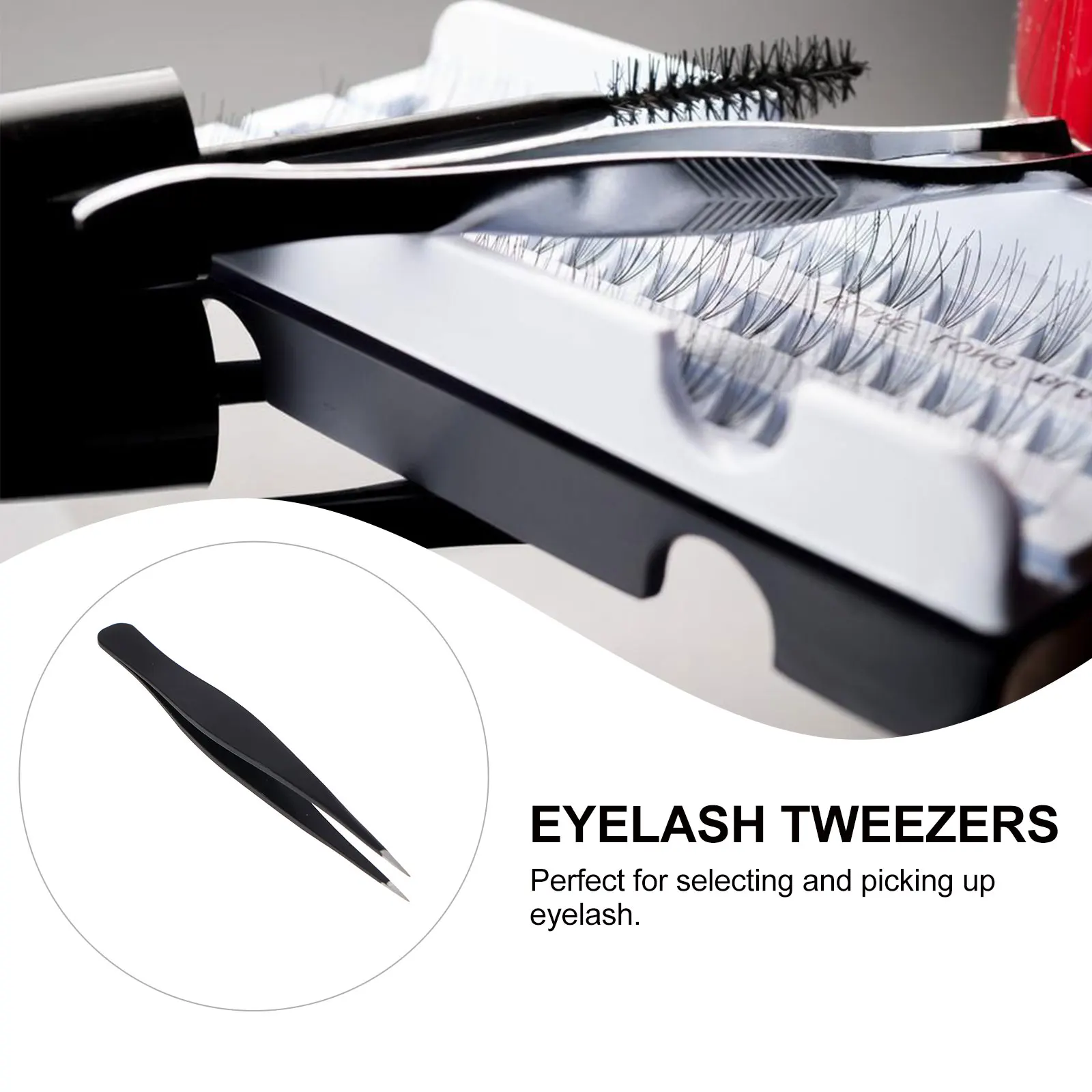 

6pcs Eyelash Tweezers Stainless Steel Makeup Clip Tools Ergonomic Handle Easy Carry Professional Personal Use Gift