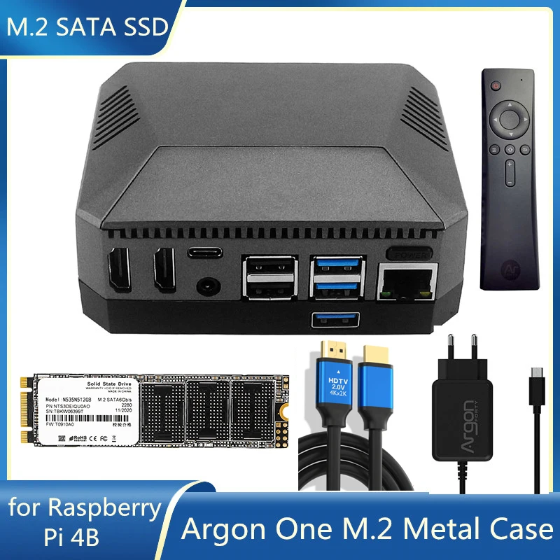 

Argon One M.2 Metal Case for Raspberry Pi 4B with Argon ONE M.2 SATA Expansion Board Slot GPIO Cover for Raspberry Pi 4 Model B