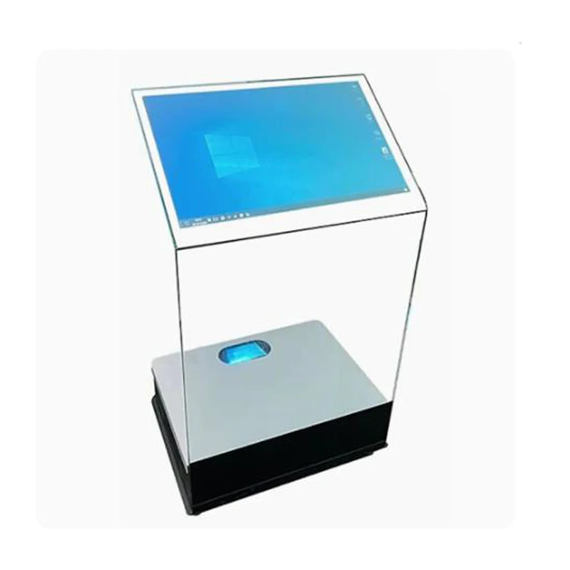New Technology Modern Style Transparent Glass Crystal Podium All-in-one Machine Exhibition  Imaging Lcd Touch Screen Digital Hd
